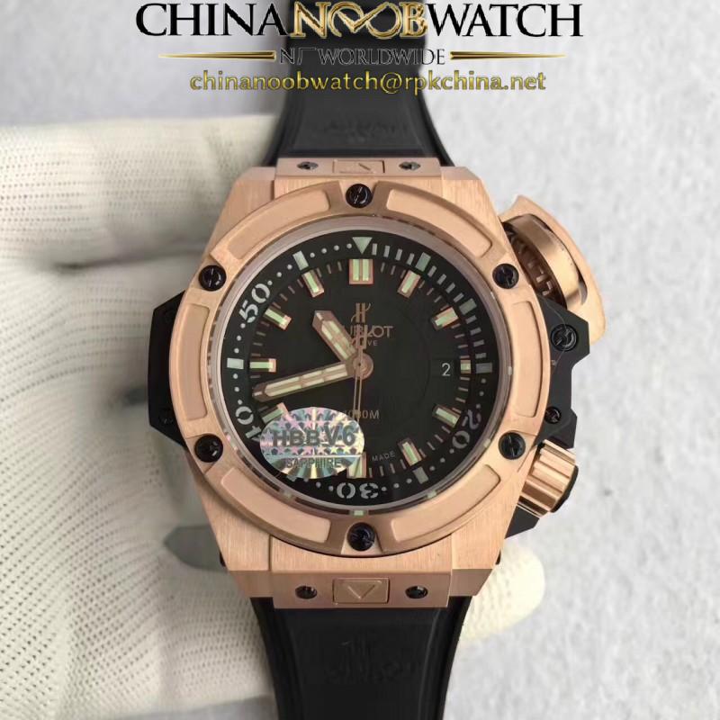 Replica Hublot Big Bang King Power Musee Oceanographique Monaco 731.OX.1170.RX HBB V6 Rose Gold Black Dial Swiss 7750