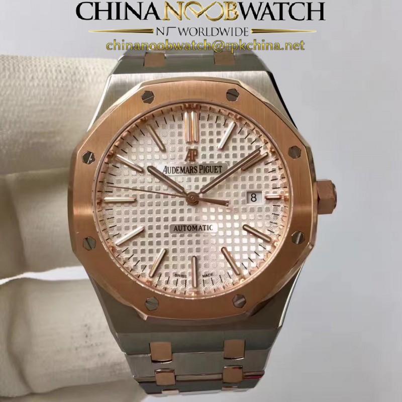 Replica Audemars Piguet Royal Oak 15400 JF Stainless Steel & Rose Gold Silver Dial Swiss 3120