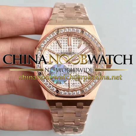 Replica Audemars Piguet Royal Oak 15450 JF Rose Gold & Diamonds Silver Dial Swiss 3120