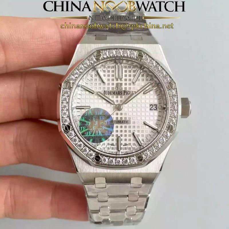 Replica Audemars Piguet Royal Oak 15450 JF Stanless Steel & Diamonds Silver Dial Swiss 3120