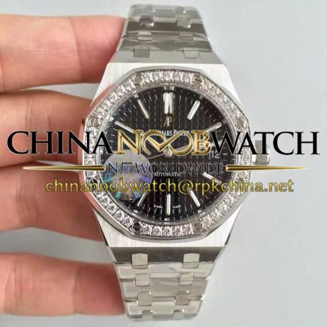 Replica Audemars Piguet Royal Oak 15450 JF Stanless Steel & Diamonds Black Dial Swiss 3120