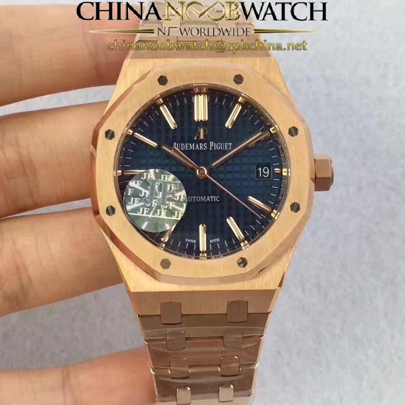 Replica Audemars Piguet Royal Oak 15450 JF Rose Gold Blue Dial Swiss 3120