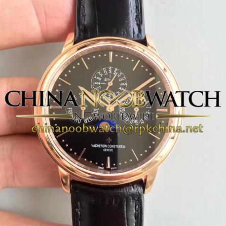 Replica Vacheron Constantin Patrimony Perpetual Calendar 43175/000R-B343 BF Rose Gold Black Dial Swiss 1120 QP