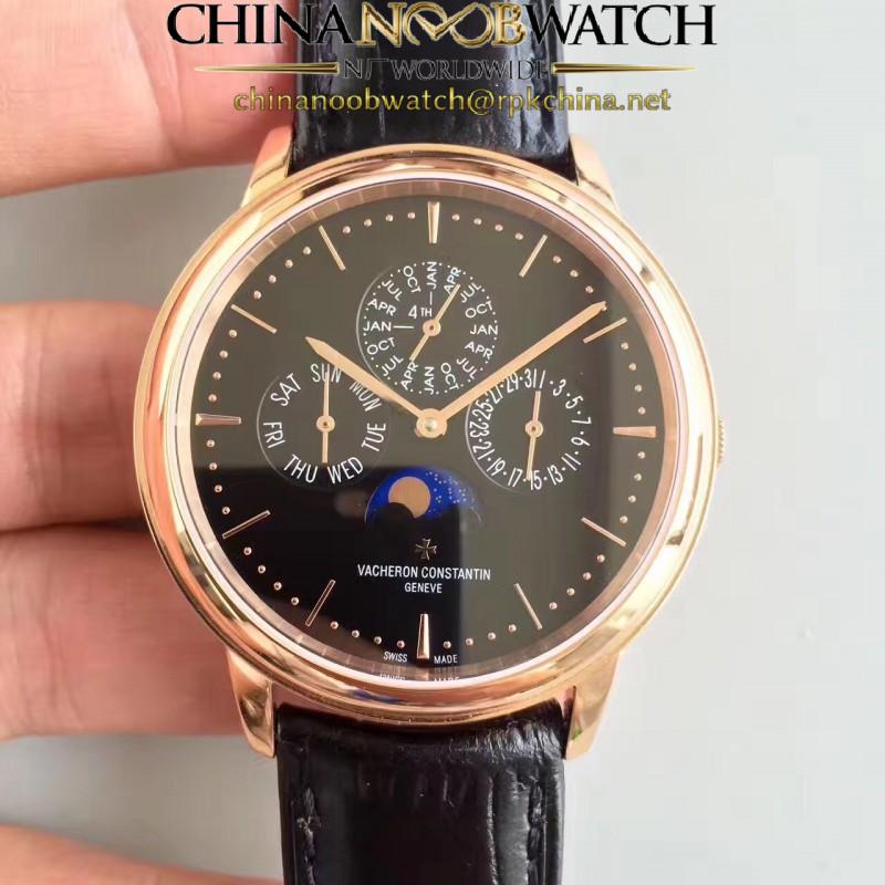 Replica Vacheron Constantin Patrimony Perpetual Calendar 43175/000R-B343 BF Rose Gold Black Dial Swiss 1120 QP