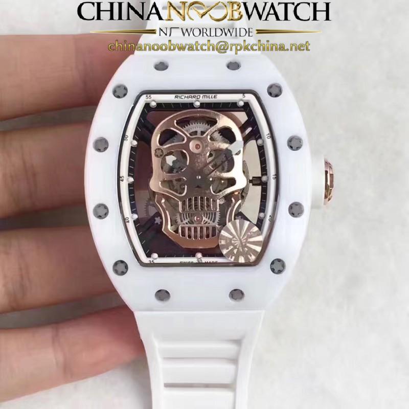 Replica Richard Mille RM052 KV White Ceramic Gold Skull Dial M6T51