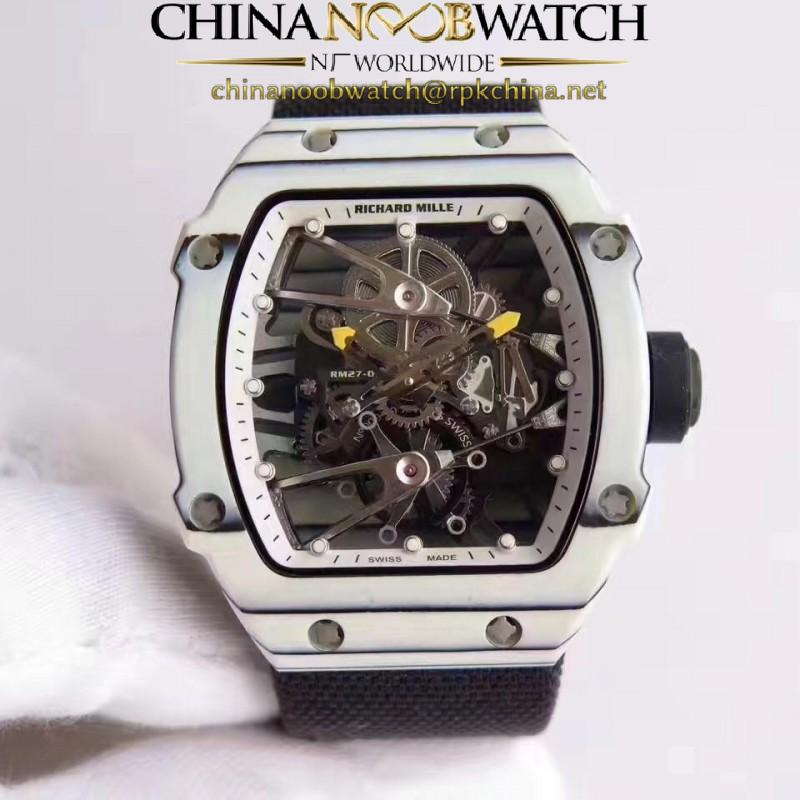 Replica Richard Mille RM27-02 Rafael Nadal KV White Forged Carbon White Skeleton Dial M6T51