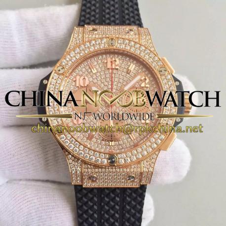 Replica Hublot Big Bang Gold Full Pave 341.PC.9010.RC.1704 JF Rose Gold & Diamonds Diamond Dial Swiss HUB4100