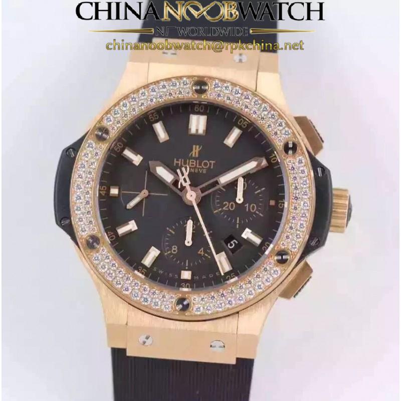 Replica Hublot Big Bang Chronograph 301.PX.1180.RX.1104 HBB V6 Rose Gold & Diamonds Black Dial Swiss HUB4100