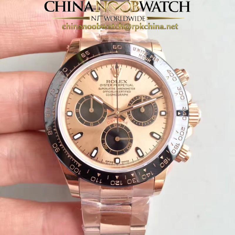 Replica Rolex Daytona Cosmograph 116515LN JH Rose Gold Champagne Dial Swiss 4130 Run 6@SEC