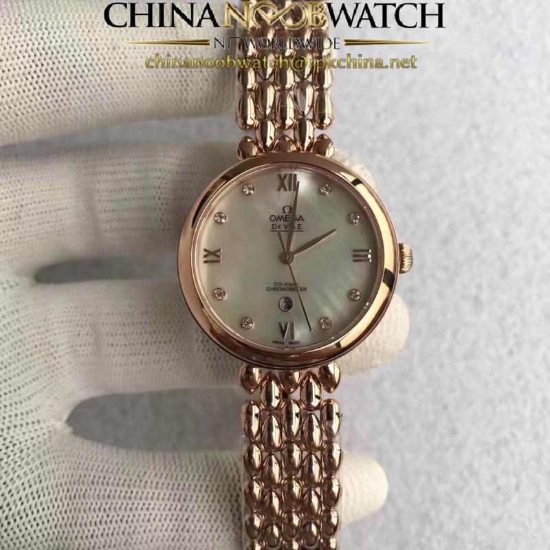 Replica Omega De Ville Dewdrop 424.50.33.20.05.002 XF Rose Gold Mother Of Pearl Dial Swiss 8521
