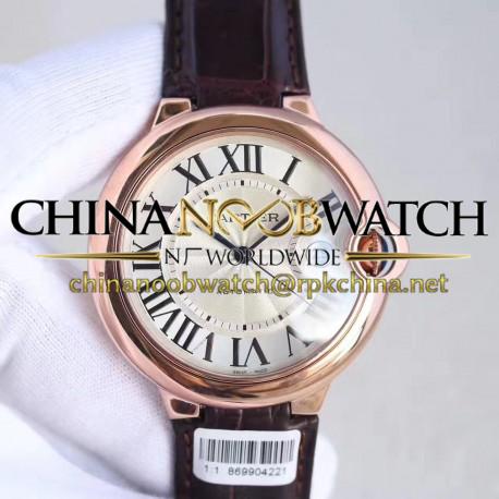 Replica Ballon Bleu De Cartier 42MM WGBB0017 V9 Rose Gold Silver Dial Swiss 2688-2