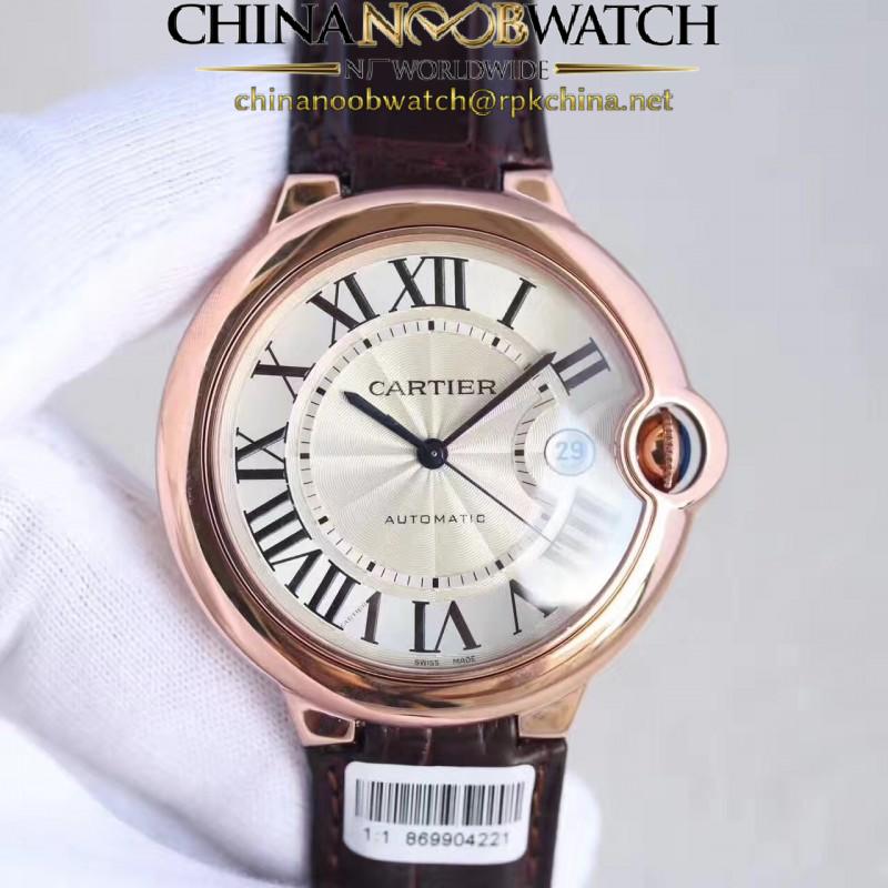 Replica Ballon Bleu De Cartier 42MM WGBB0017 V9 Rose Gold Silver Dial Swiss 2688-2