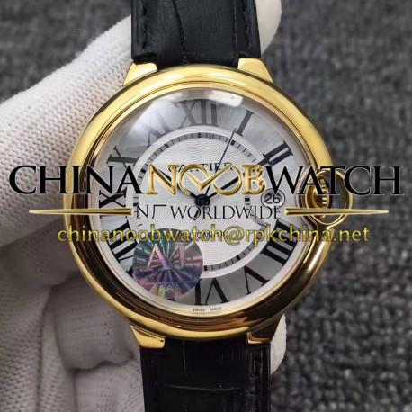 Replica Ballon Bleu De Cartier 42MM W6900551 AJ Yellow Gold Silver Dial Swiss 2824-2