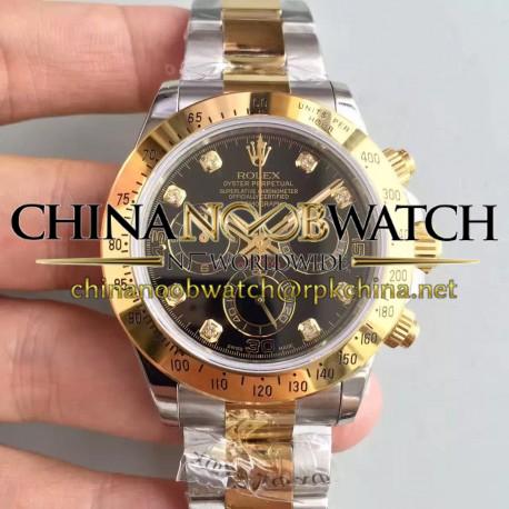 Replica Rolex Daytona Cosmograph 116503 JH Yellow Gold & Stainless Steel Black Dial Swiss 4130 Run 6@SEC