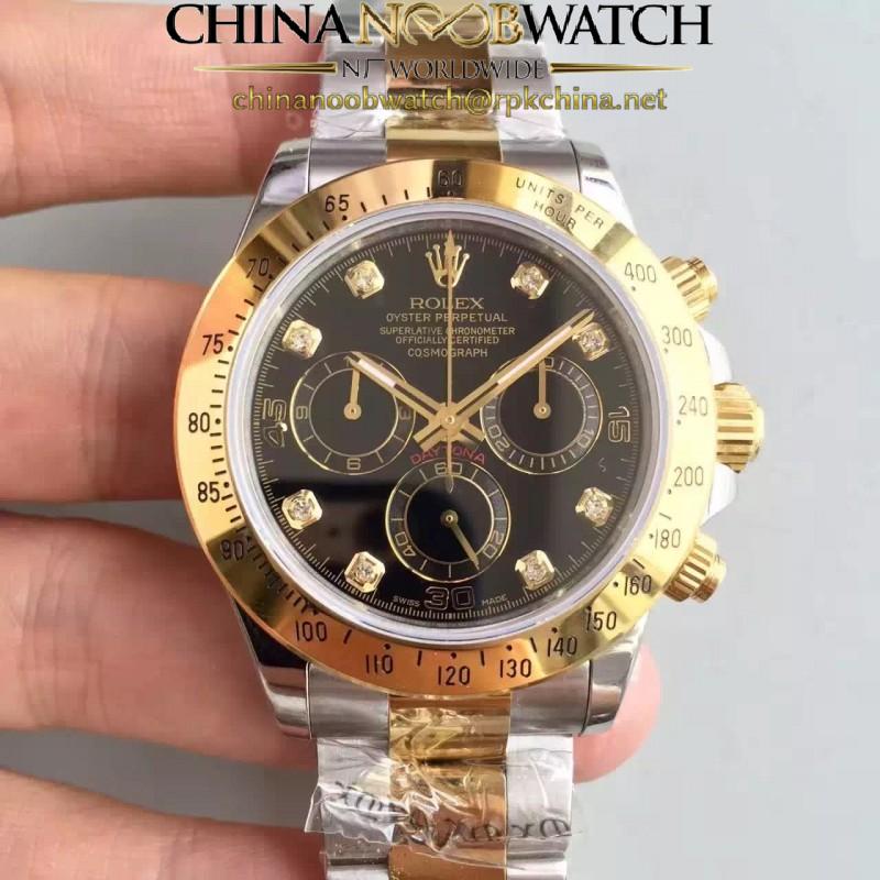 Replica Rolex Daytona Cosmograph 116503 JH Yellow Gold & Stainless Steel Black Dial Swiss 4130 Run 6@SEC