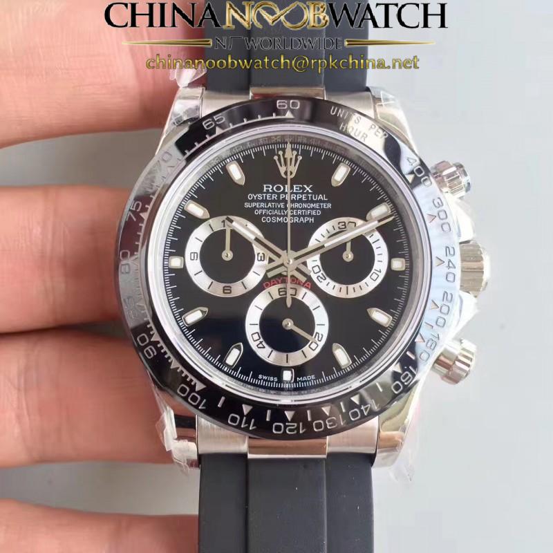 Replica Rolex Daytona Cosmograph 116519LN JH Stainless Steel Black Dial Swiss 4130 Run 6@SEC