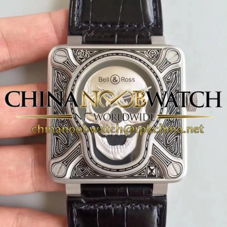 Replica Bell & Ross BR 01 Burning Skull N Stainless Steel Black Dial M9015