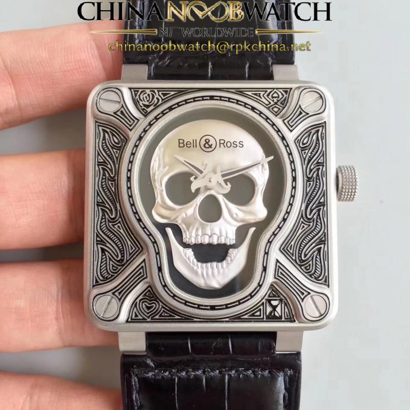 Replica Bell & Ross BR 01 Burning Skull N Stainless Steel Black Dial M9015