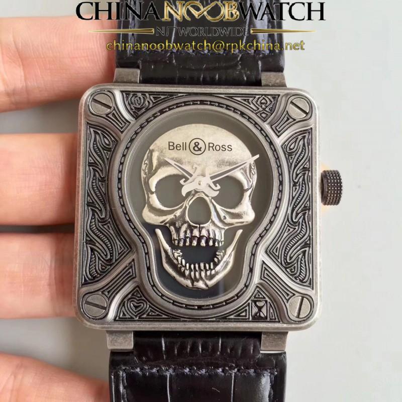 Replica Bell & Ross BR 01 Burning Skull N Stainless Steel Black Dial M9015