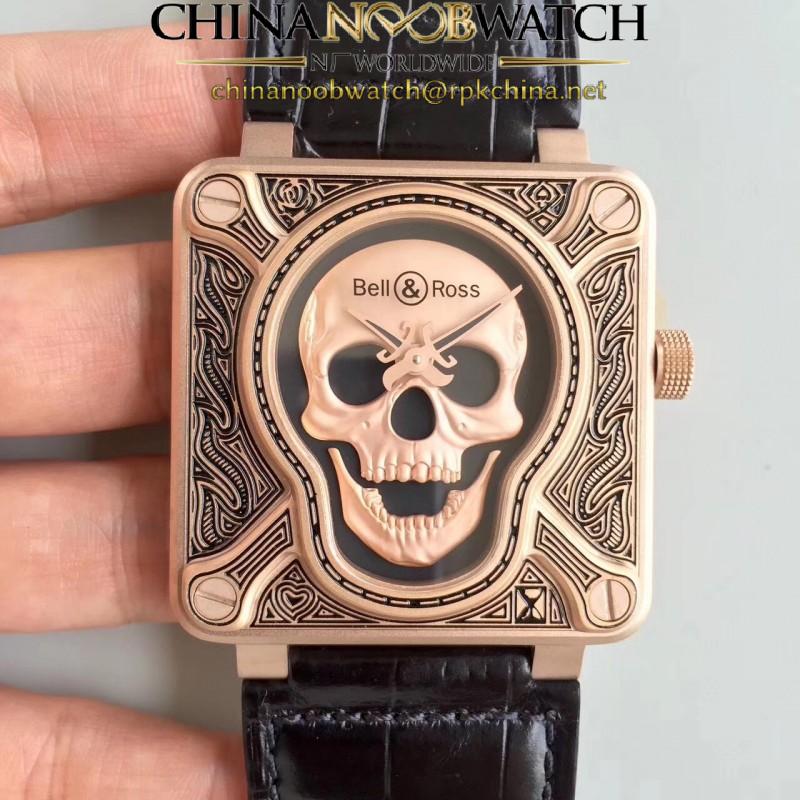 Replica Bell & Ross BR 01 Skull Bronze N Bronze Black Dial M9015