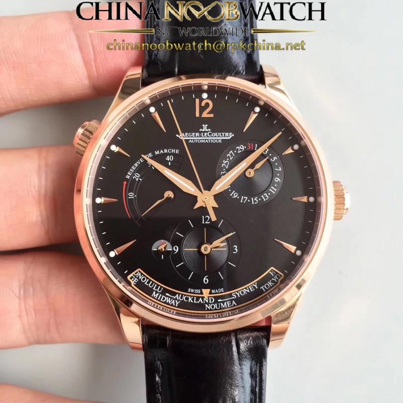 Replica Jaeger-LeCoultre Master Geographic Gold 1422521 BF Rose Gold Black Dial Swiss Caliber 939A/1