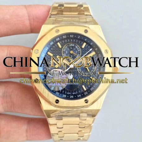 Replica Audemars Piguet Royal Oak Perpetual Calendar 41MM 26574BA.OO.1220BA.01 JF Yellow Gold Blue Dial Swiss 5134