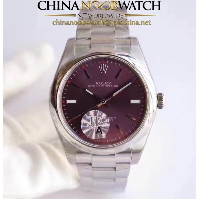 Replica Rolex Oyster Perpetual 39 114300 JF Stainless Steel Red Dial Swiss 3132