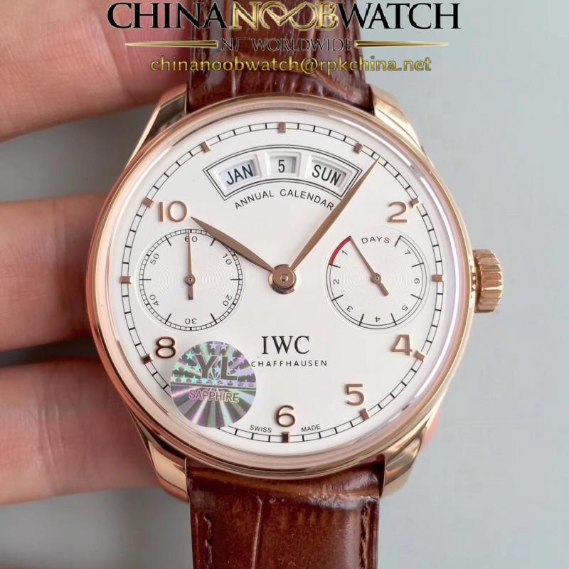 Replica IWC Portugieser Annual Calendar IW503504 YL Rose Gold White Dial Swiss 52850