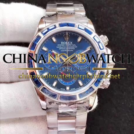 Replica Rolex Daytona Cosmograph 116599 JF Stainless Steel & Diamonds Blue Dial Swiss 7750 Run 6@SEC