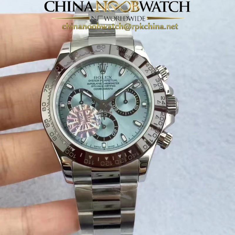 Replica Rolex Daytona Cosmograph 116506 JF Stainless Steel Ice Blue Dial Swiss 7750 Run 6@SEC