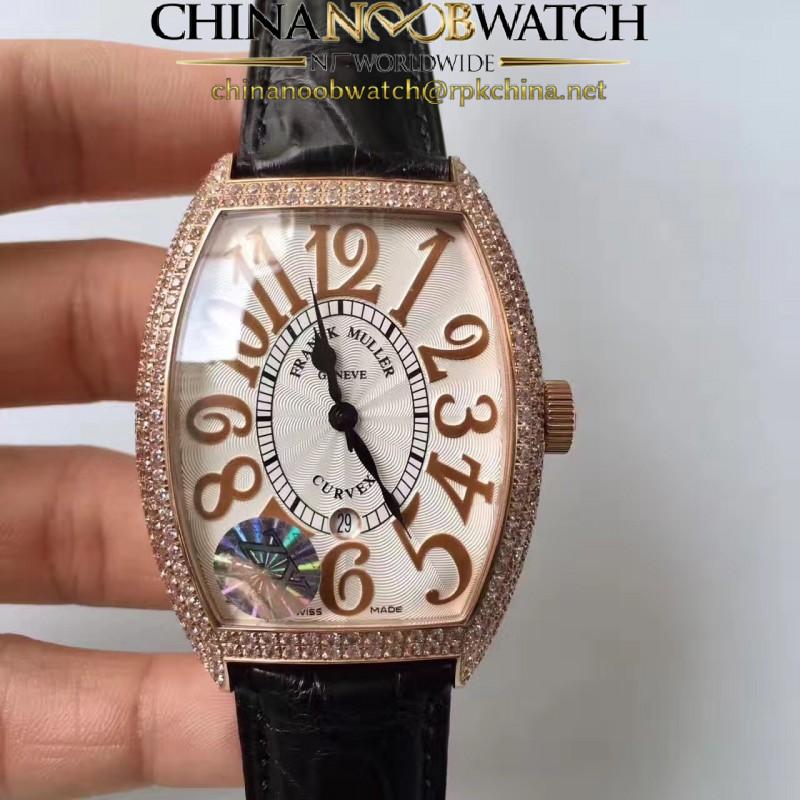 Replica Franck Muller 8880 SC DT Platinum Rotor ZX Rose Gold & Diamonds White Dial Swiss 2824-2