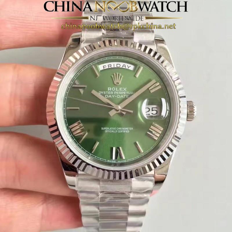 Replica Rolex Day-Date 40 228239 N Stainless Steel Green & Roman Dial Swiss 3255