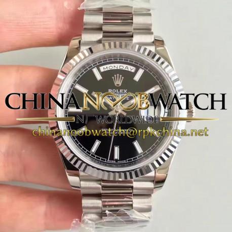 Replica Rolex Day-Date 40 228239 N Stainless Steel Black Dial Swiss 3255