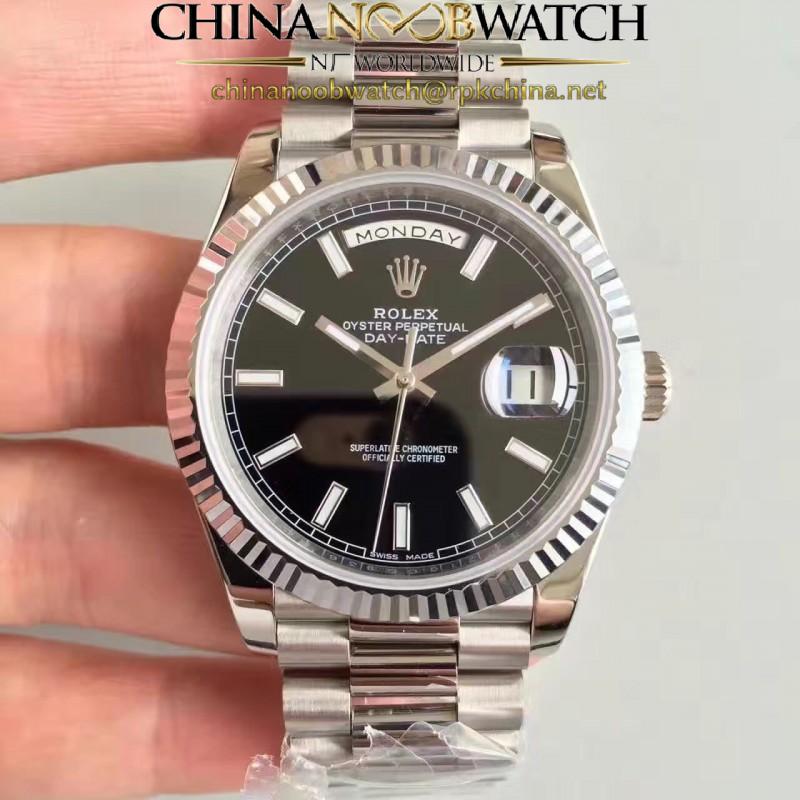 Replica Rolex Day-Date 40 228239 N Stainless Steel Black Dial Swiss 3255