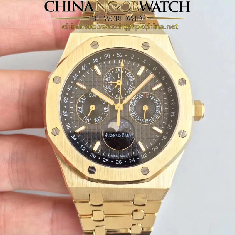 Replica Audemars Piguet Royal Oak Perpetual Calendar 41MM 26574BA.OO.1220BA.01 BF Yellow Gold Black Dial Swiss 5134