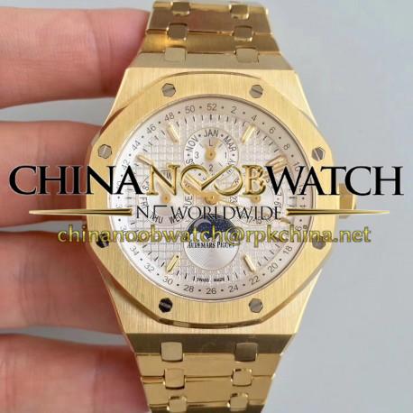 Replica Audemars Piguet Royal Oak Perpetual Calendar 41MM 26574BA.OO.1220BA.01 BF Yellow Gold Silver Dial Swiss 5134