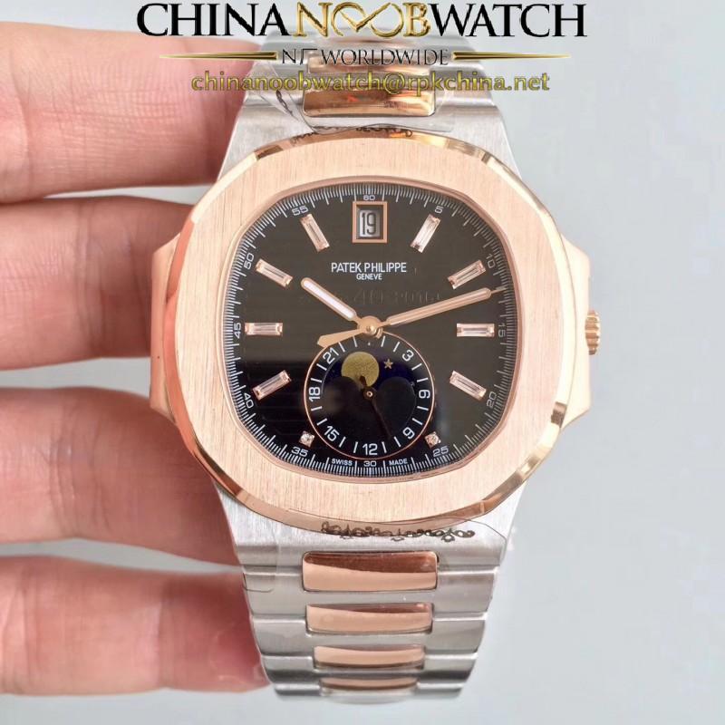 Replica Patek Philippe Nautilus 5726/1A-001 N Rose Gold & Stainless Steel Black Dial Swiss 324 S QA LU 24H/303