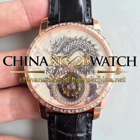 Replica Vacheron Constantin Patrimony Tourbillon N Rose Gold & Diamonds Dragon Dial Swiss Tourbillon