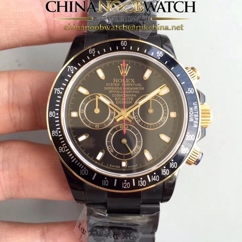 Replica Rolex Daytona Cosmograph Kravitz Design LK 01 RL Ceramic Black Dial Swiss 4130 Run 6@SEC