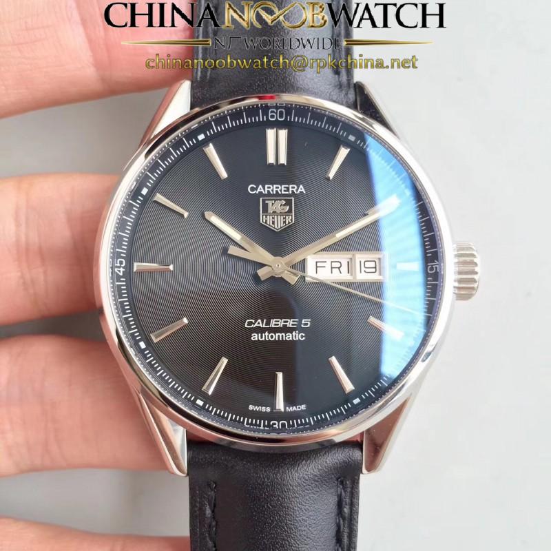 Replica Tag Heuer Carrera Calibre 5 Day-Date 41MM WAR201A.FC6266 HBB V6 Stainless Steel Black Dial Swiss Calibre 5