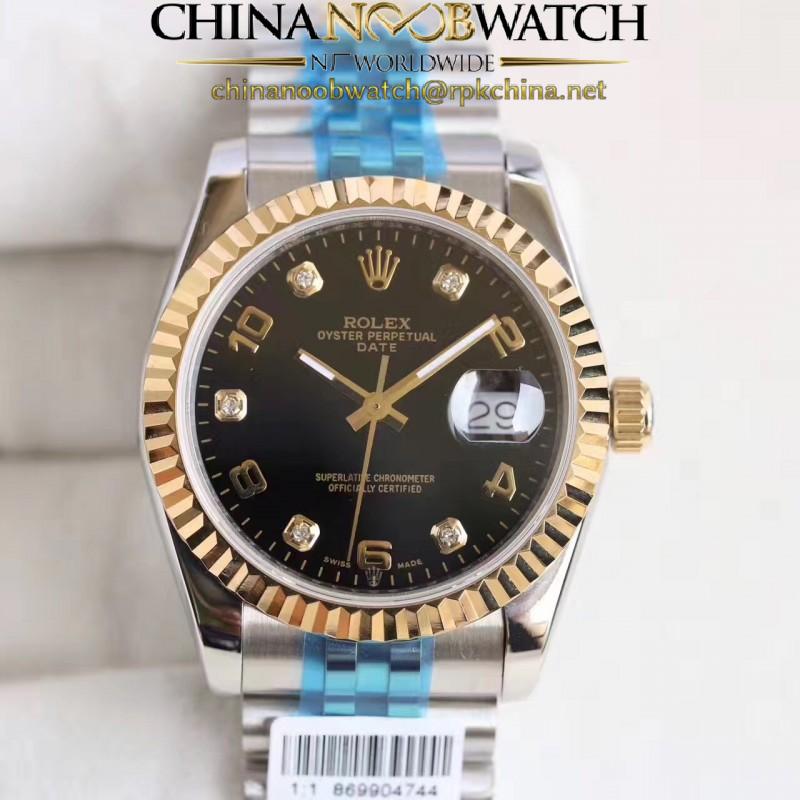 Replica Rolex Datejust 36 116233 36MM N Stainless Steel & Yellow Gold Black Dial Swiss 2836-2