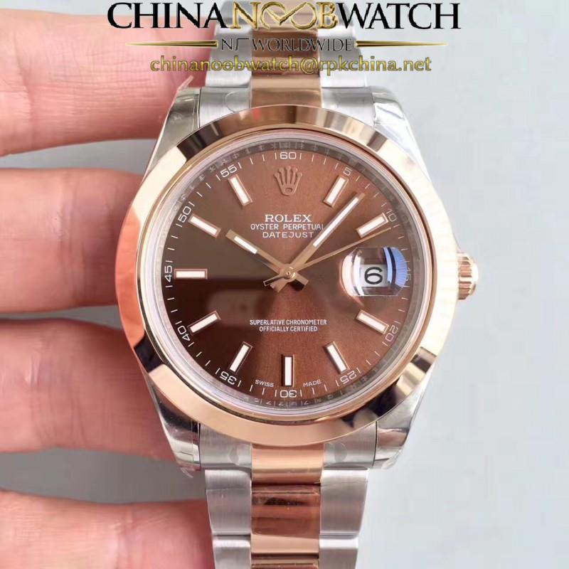 Replica Rolex Datejust II 116333 41MM EW Stainless Steel & Rose Gold Chocolate Dial Swiss 3136