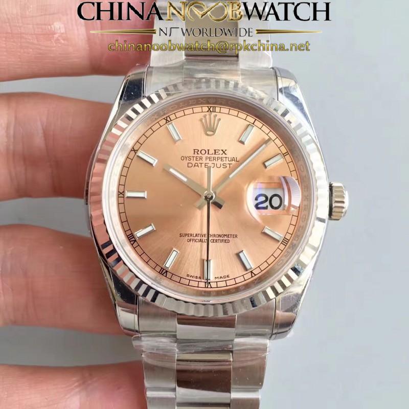 Replica Rolex Datejust 36MM 116234 AR Stainless Steel 904L Rose Gold Dial Swiss 3135