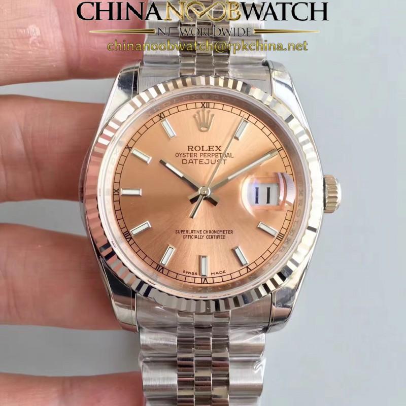 Replica Rolex Datejust 36MM 116234 AR Stainless Steel 904L Rose Gold Dial Swiss 3135