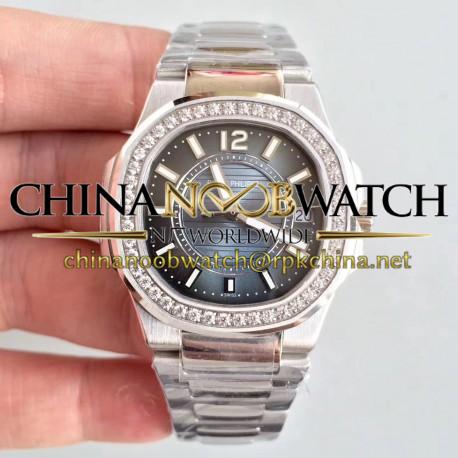 Replica Patek Philippe Nautilus Ladies 7010/1G-010 JJ Stainless Steel & Diamonds Blue Dial Swiss Quartz E23-250 S C