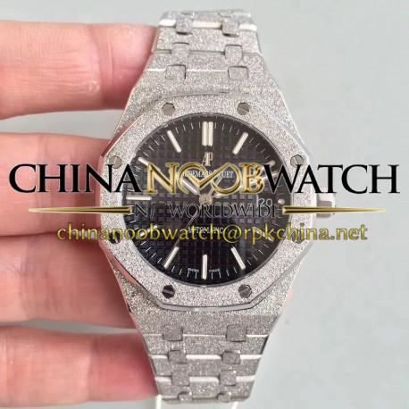 Replica Audemars Piguet Royal Oak Frosted Gold 37MM 15454 JH Stainless Steel Black Dial Swiss 3120