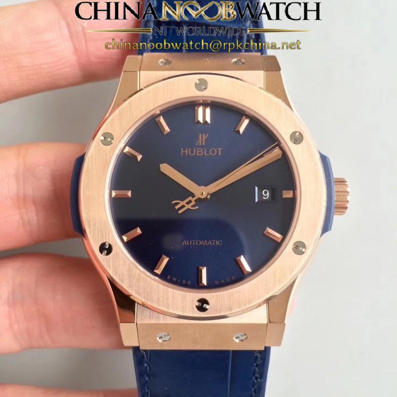 Replica Hublot Classic Fusion Blue King Gold 511.OX.7180.LR JJ Rose Gold Blue Dial Swiss HUB1112