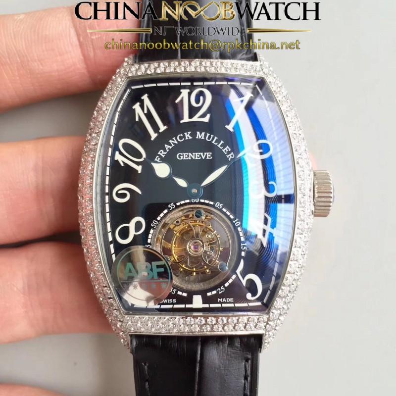 Replica Franck Muller Cintree Curvex Imperial Tourbillon 8880 T ABF Stainless Steel & Diamonds Black Dial Swiss Tourbillon