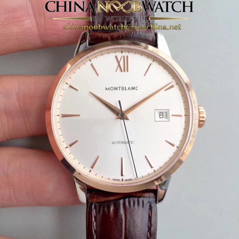 Replica Montblanc Heritage Spirit Date Automatic 111624 ER Stainless Steel & Rose Gold Silver Dial Swiss MB 24.17