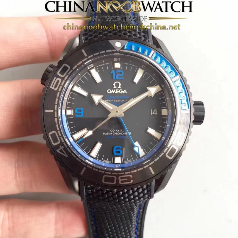 Replica Omega Seamaster Planet Ocean 600M  Deep Black In Blue GMT 215.92.46.22.01.002 JH PVD Black Dial Swiss 8906